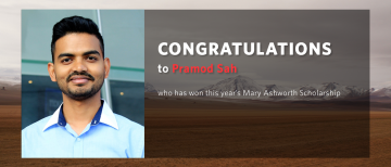 Pramod Sah has won this year’s Mary Ashworth Scholarship