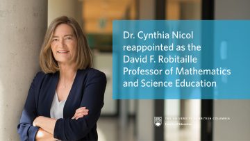 Dr. Cynthia Nicol reappointed as the David F. Robitaille Professor of Mathematics and Science Education