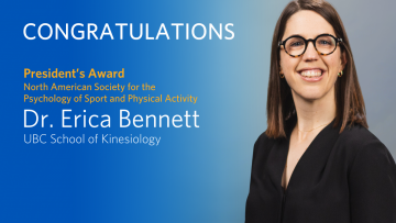 Dr. Erica Bennett receives the 2022 President’s Award from the North American Society for the Psychology of Sport and Physical Activity