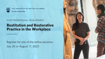 Staff Professional Development Session: Restitution and Restorative Practice in the Workplace | July 20 or August 17, 2023